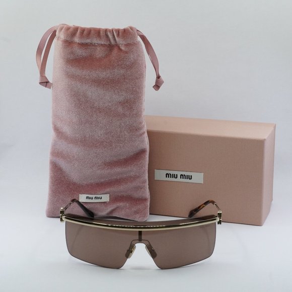 FINAL PRICE NEW MIU MIU MU50ZS ZVN70D GOLD BROWN SUNGLASSES